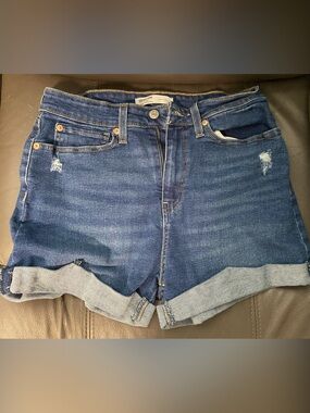 Signature by Levi Strauss Dark Blue Rolled Hem Denim Shorts